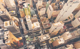 Aerial View Of Times Square New York City At Sunset