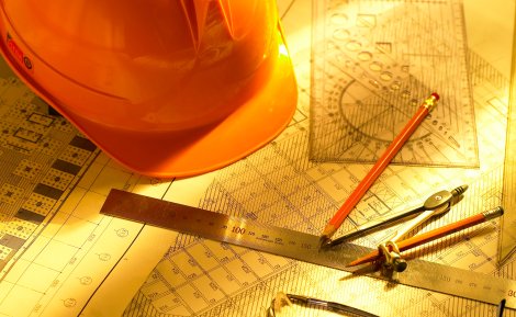 Construction hat with schematics